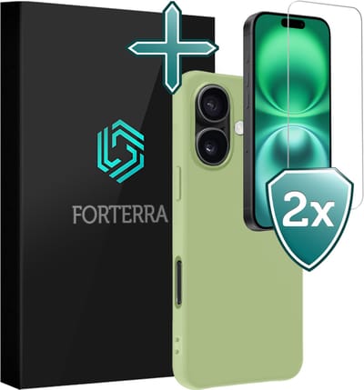 Hoesje Met 2x Screenprotector - Geschikt voor Apple iPhone 16 - Sterk & Shockproof - Telefoon Hoes - Back Cover - Siliconen Case - Groen