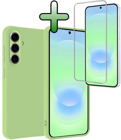 Hoesje Met Screenprotector - Geschikt voor Samsung Galaxy A37 - Sterk & Shockproof - Back Cover - Siliconen Case - Telefoon Hoes - Groen