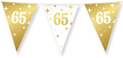 BTH – Slinger 65 Jaar – Wit-Goud – Verjaardag Versiering – Happy Birthday Decoratie – 65 Jaar Feest Versiering – 10m