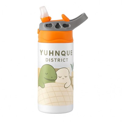 Opvallende Bold Neon Drinkfles – Trendy Fles voor Feestgangers en Avonturiers - Waterfles voor kinderen (wit/oranje)