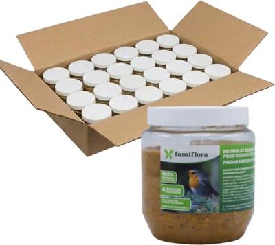 Famiflora vogelpindakaas voor tuinvogels natural 24x 350GR - Pindakaas voor vogels - Geschikt voor alle tuinvogels - Voeder het hele jaar door