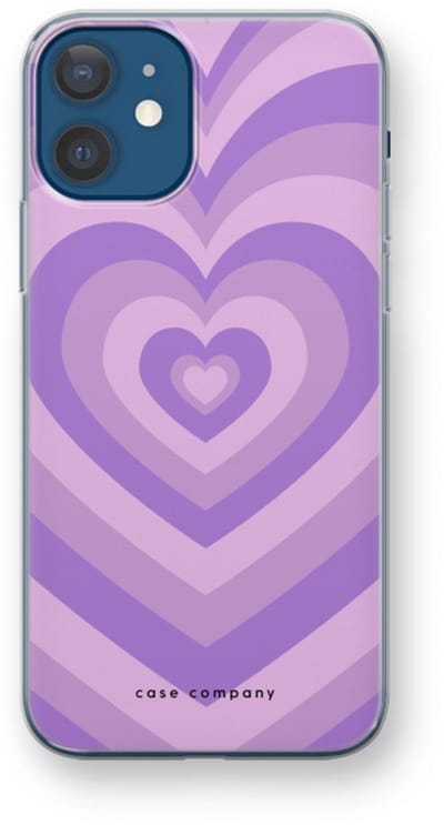 Case Company® - Hoesje geschikt voor iPhone 12 mini hoesje - Hart Paars - Soft Cover Telefoonhoesje - Bescherming aan alle Kanten en Schermrand