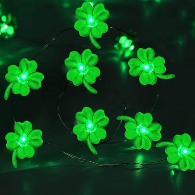Clover Leaf Fairy Lights met 30 LED's, 3 m lichtsnoer met timer voor St. Patrick's Day en Ierse decoratie, sfeervolle verlichting voor feesten en evenementen