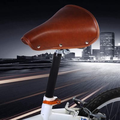 Vintage fietszadel in bruin met luxe PU leder en klinknagels - Universeel en comfortabel fietszadel met vering