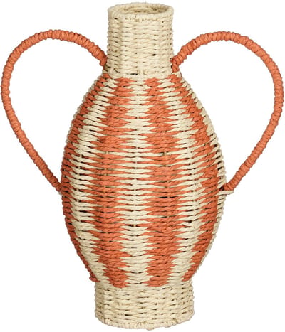 Mica Decorations Decoratieve Vaas - Bloemenvaas 38 x Ø21 cm - Woondecoratie Bloemvaas voor Binnen - Papier, IJzer - Lichtgeel, Oranje