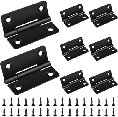 Dailygoods - Bolatus Scharnieren, inklapbaar, 8 stuks, 50 x 39 mm, roestvrij staal, deurscharnieren voor houten deuren, kasten, ramen, deurscharnieren, set met 32 stuks schroeven, zwart