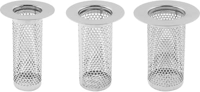 Set van 3 - Filter - Afvoerdeksel voor badkuip - Afvoerzeef - Haaropvanger - Haarfilter - Doucheafvoerfilter - Zilver