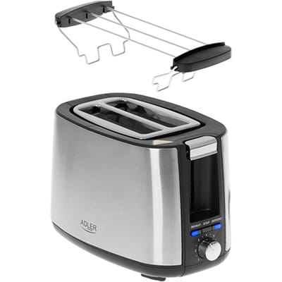 Roestvrijstalen broodrooster, 7-niveaus roosteren, rolrek, STOP/REHEAT/DEFROST-functies, automatische uitschakeling