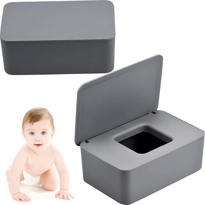 2 stuks doos voor natte doekjes, dispenserdoos voor vochtige doekjes, doos voor toiletpapier met deksel, servetdoos, doos voor babydoekjes, tissuedoos, servetdoos met deksel (grijs)