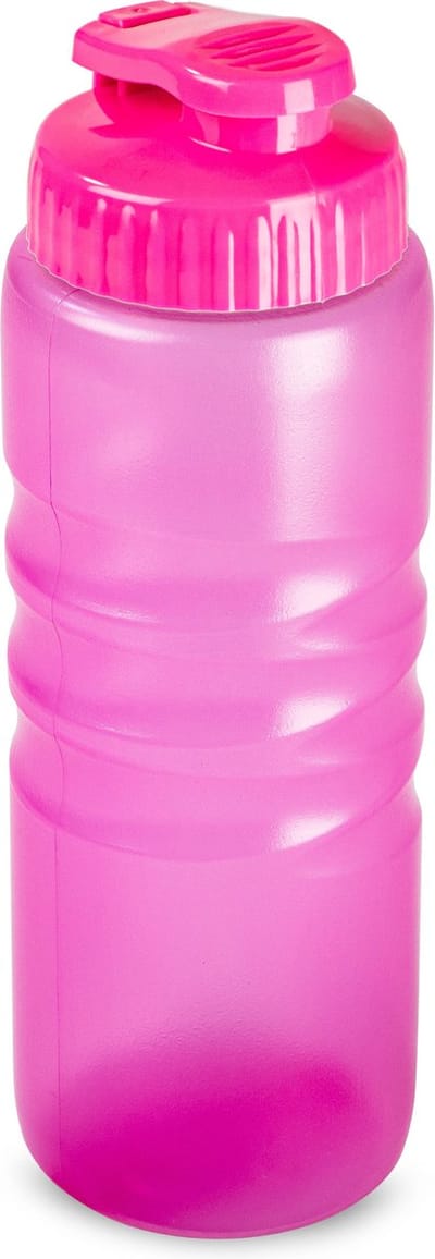Plasticforte Drinkfles/waterfles/bidon - 650 ml - transparant/roze - kunststof