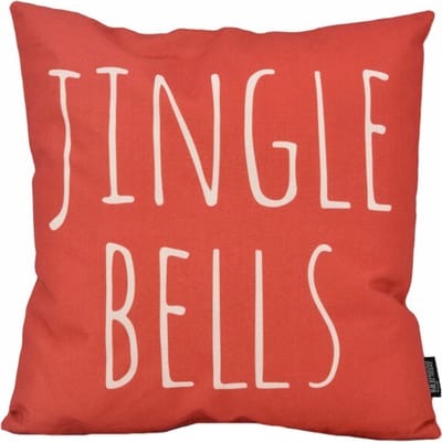 Gek op kussens! Sierkussen red jingle bells | 45 x 45 cm | katoen/linnen