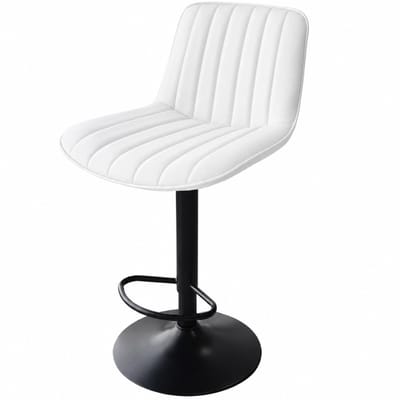 Bayt Barkruk - Verstelbaar 90-110 cm – Draaibare Barstoel met Voetensteun – PU Leer – Set van 2- Wit