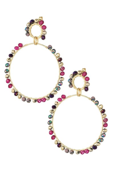 Boho Glam Hoop - Oorbellen - Roze - Goud - Hoops - Ringen