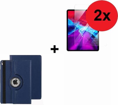Geschikt voor iPad Air 2020 hoesje - Air 2020 Screenprotector - 10.9 inch - Tablet Cover Case Blauw + 2x Screenprotector