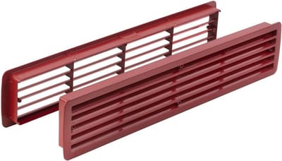 Ventilatierooster Deur - Kunststof Rooster - Ruimte Ventilatie - Voldoet aan Bouwvoorschriften - 457x92mm Buitenmaat - Rood