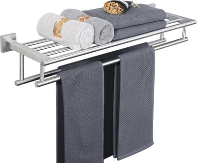 Handdoekenrek met dubbele handdoekstangen voor badkamer en toilet - 28 inch geborsteld nikkel