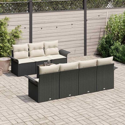 vidaXL - Tuinbank - Set - 8 - st - 7-Aantal - zitplaatsen - Zwart - en - Crème