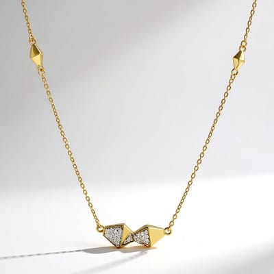 Cavill - Zilveren halsketting 925 Sterling zilver verguld - 21 Cambodjaanse Zirkon 0.259 ct - moderne fijne ketting 46,5 cm