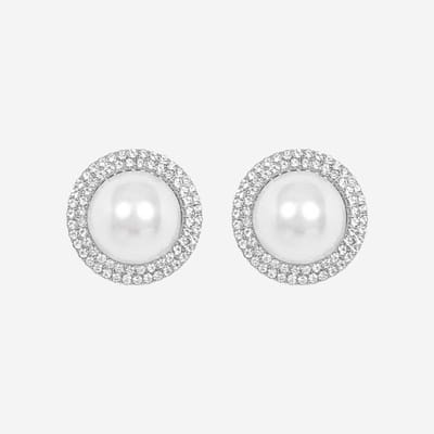 Margot Bardot Mallory Pearl Studs Silver