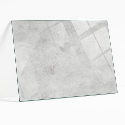 Wallfluent - Betontextuur Met Scheuren Glazen Plaat - 100 x 70 cm - Grijs Glasplaat Tafel - Rechthoekig Tafelblad Glas - Gehard Glas - Glazen Tafelblad voor Tuin of Terrastafels