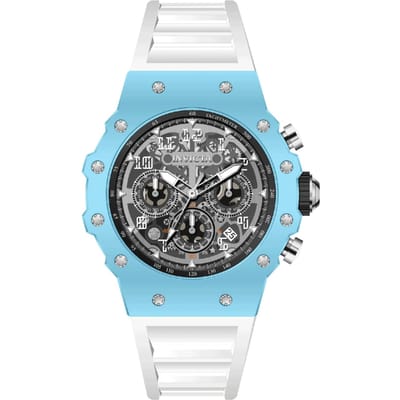 Invicta Racing 69673 Herenhorloge - Quartz Uurwerk - Acryl met Zilveren Wijzerplaat - 43 mm