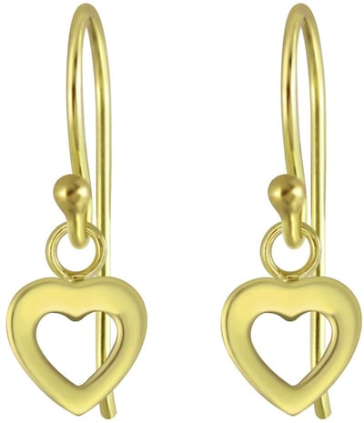 Joy|S - Zilveren hartje bedel oorbellen - oorhangers - gold plated