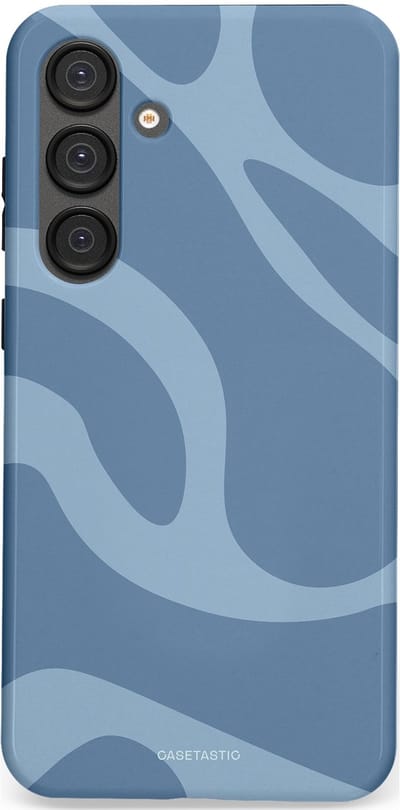 Casetastic hoesje geschikt voor Samsung Galaxy S25 Plus - Dubbellaagse bescherming - Blauwe Water Golven - Fashion Case - Grijs Lichtblauw