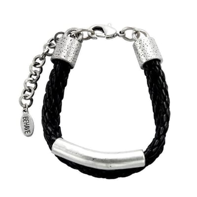 Behave - Armbandje imitatieleer zwart - Stoer detail - Dagelijks gebruik
