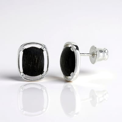 Cavill - Zilveren Oorbellen 925 Sterling Zilver - Antieke Veeneik Cabochon 0,7 ct - Rechthoekig Handgemaakt Elegant Sieraad Dames