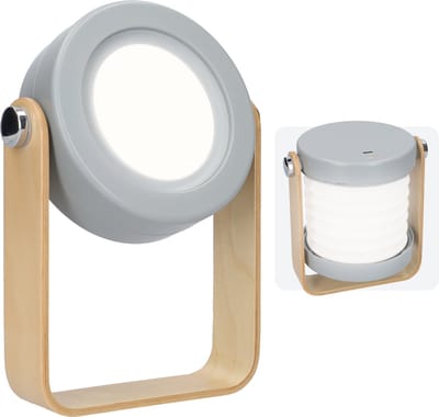 LED lantaarn - Binnen- en buiten verlichting - Campinglamp - Kampeerlamp - Met houten standaard - Multifunctioneel - Uitvouwbaar en ophangbaar - USB-C oplaadbaar - Handbediening - Wit