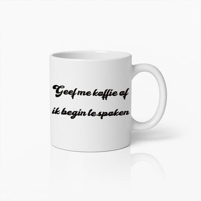Grappige Koffiemok met Tekst 'Geef me koffie of ik begin te spoken' – Unieke Keramische Mok voor Koffieliefhebbers