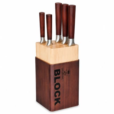 Messenset - messenset met blok 6-delig - RVS - Messenblok Bordeaux Royal Swiss®