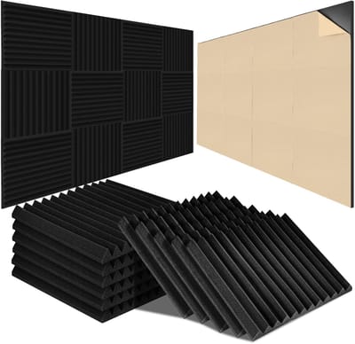 Akoestische Schuimpanelen Zelfklevend 24 Stuks, Driehoekgroeven 30x30x2,5 cm Zwart