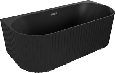 Mexen Sella vrijstaande wandbadkuip geribbeld 150 x 75 , zwart mat, overloop gun metal - 52711507571-95