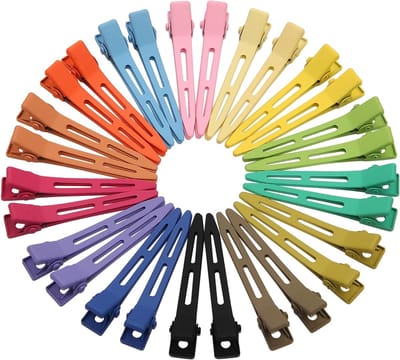 Famanu - 30 Stuks Pin Curl Clips Kleurrijke Haarclips voor Styling Sectioning Haarclips Metalen Kappers Clips Enkele Prong Alligator Curl Clips voor Vrouwen Meisjes Salon Bows DIY (15 Kleuren)