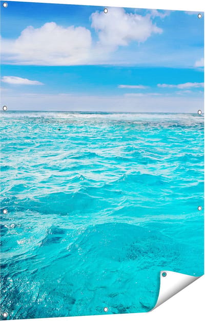 Gards Tuinposter Blauwe Caribische Zee Water - 90x120 cm - Tuindoek - Tuindecoratie - Wanddecoratie buiten - Tuinschilderij