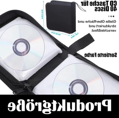 Opbergzak voor 40 CD's en DVD's met rits, ruimtebesparend voor auto en thuis, zwart en duurzaam ontwerp