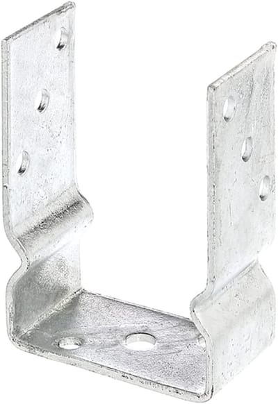 1x U-vormige paalsteun, vrije breedte 91 mm, totale lengte 150 mm, thermisch verzinkt staal, paalsteun voor vastschroeven of betonneren, U-profiel staal, grondanker, balkdrager