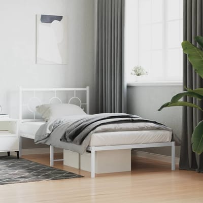 vidaXL - Bedframe - met - hoofdbord - metaal - wit - 100x200 - cm