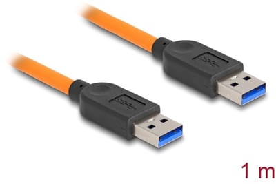 Delock USB 5 Gbps Cable USB Type-A male to USB Type-A male for tethered shooting 1 m orange