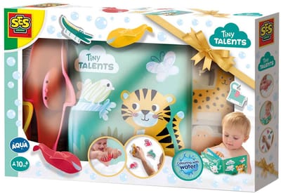 SES Creative - Tiny Talents - Bad Speelset - Safari Thema - kleur met water boekje + 14 schuimfiguren + 2 badbootjes - badspeelgoed vanaf 10 maanden