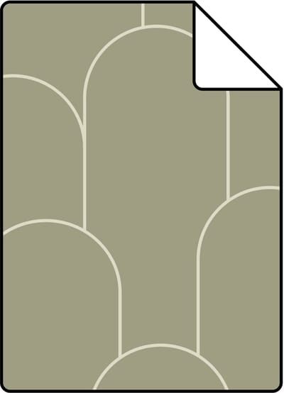 Proefstaal ESTAhome behang art deco motief kakigroen - 26.5 x 21 cm - 139655-S