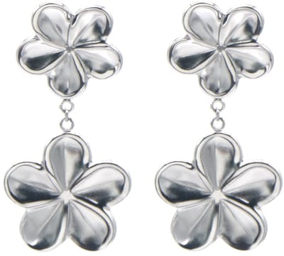 Oorbellen bloemen - RVS - zilverkleurig - 5 cm