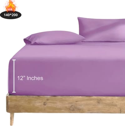 Nivard Hoeslaken Set - Inclusief Kussensloop - 3 Delige Set - Beddengoed - Fitted Sheet - Pillow Case - Bed - Paars 140 x 200