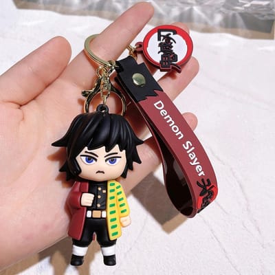 6 STUKS Demon Slayer Cartoon Pop PVC Auto Sleutelhanger Schattige Anime Siliconen Sleutelhanger Rugzak Ingenieuze Koppel Hanger Kindercadeau black
