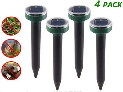 4x Solar Mollenverjager & Muizenverjager - Mollenbestrijding Ultrasoon Geluid Op Zonne-Energie - Anti Mollen & Muizen Verjager - Ongdierte Verjager
