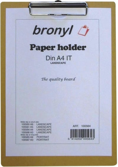 Klemplaat voor ft A4 (23 x 33 cm)