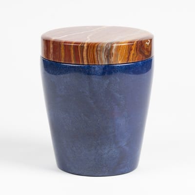 Natuursteen Urn Groot 3,5 liter Blauw Bruin - Urn voor Menselijke As - Crematie Urn voor As Volwassenen