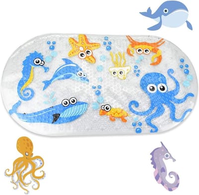 Antislip Badmat voor Baby's met Zuignappen - Schattige Badkamer Mat voor Kinderen 39x69cm, Veilig en Comfortabel