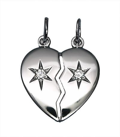 Blinx Jewels Zilveren Hanger Breekhartje Sterren Steentjes Zirkonia